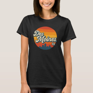 Camiseta Des Moines Iowa Retro Skyline Vintage Sunset Cit
