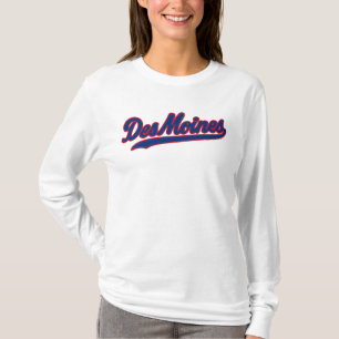 Camiseta Des Moines Iowa Script Design Cidade Retroativa