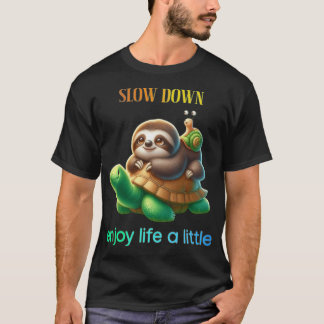 Camiseta Desacelere Aproveite a Vidaurtle Preguiça Caracol