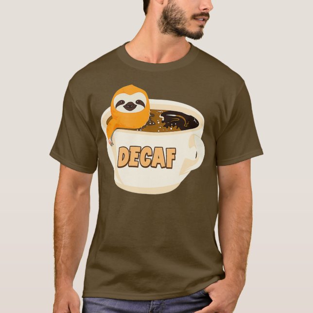 Camiseta Desaf Sloth Funny Coffee Drinker Ilustração (Frente)