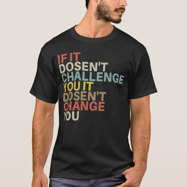 Camiseta Desafie seu Ajustado de exercício de cotação motiv (Frente)