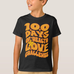 Camiseta Desafio de Amor Saudável de 100 Dias Fofo Retro Gr