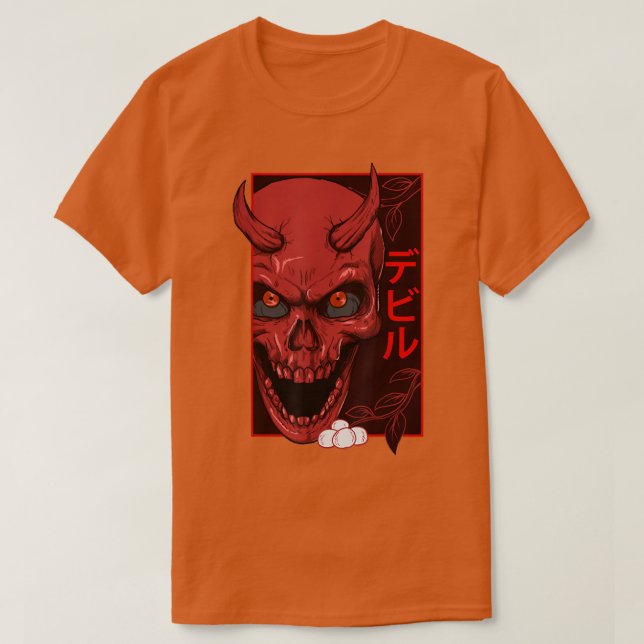 Camiseta Desafio japonês cara cara Raios do crânio oni hara (Frente do Design)