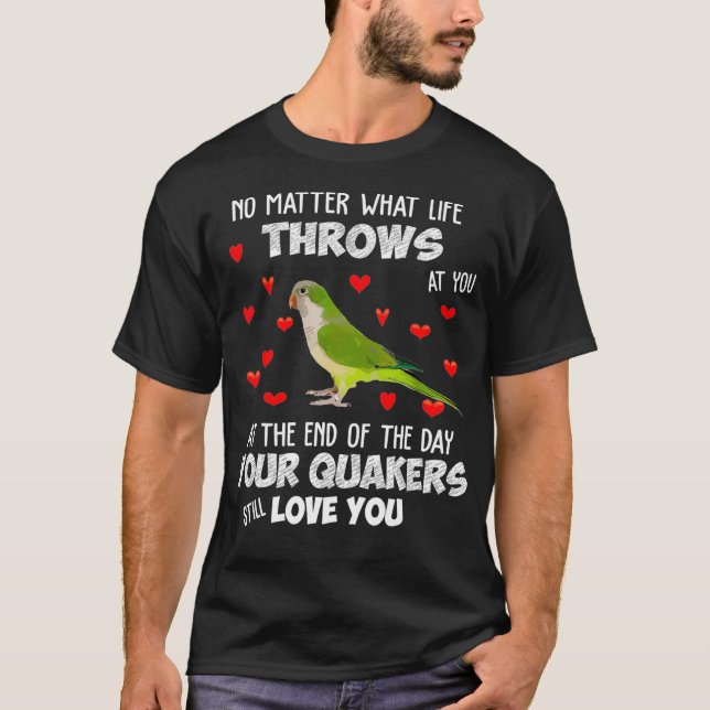 Camiseta Desafio Verde Seu Pássaro De Papagaio Quaker Ainda (Frente)