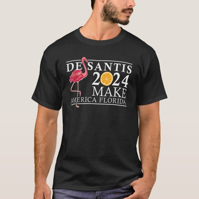 Camiseta Desantis 2024 Make America Flamingo Orange (Frente)