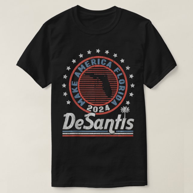 Camiseta Desantis 2024 Torna América Retro Político na Flór (Frente do Design)