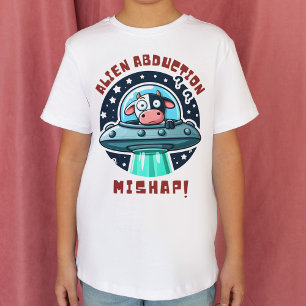 Camiseta Desastre de Abdução Alienígena Cartoon Vaca Engraç