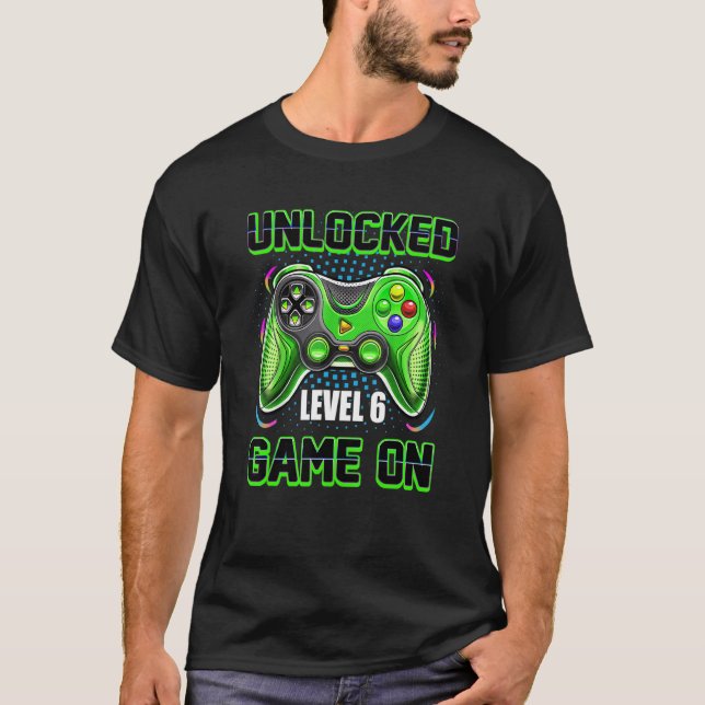 Camiseta Desbloqueado Awincel Nível 6 Game On Happy 6 Birth (Frente)