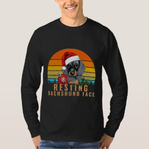 Camiseta Descansar o Cachorro do Dachshund Rosto Feliz Retr
