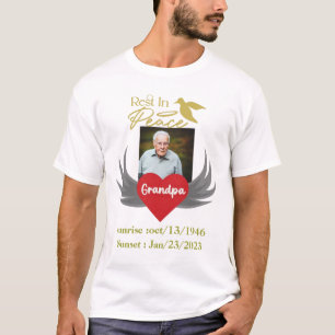 Camiseta Descanse em paz, foto personalizada do funeral, me