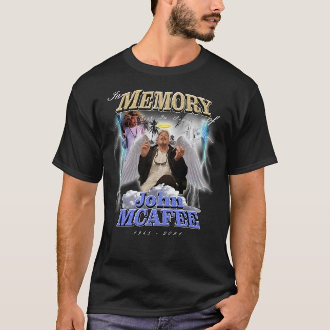 Camiseta Descanse Em Paz John Mcafee Premium (Frente)