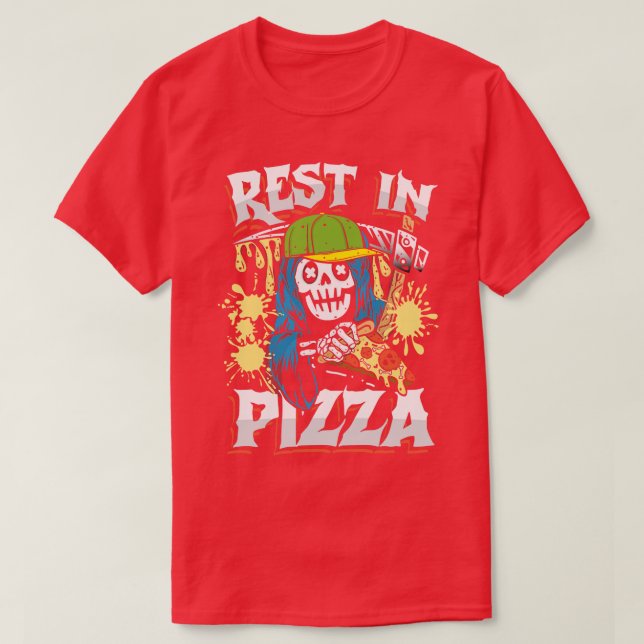Camiseta Descanse em pizza deliciosa café da manhã italiano (Frente do Design)