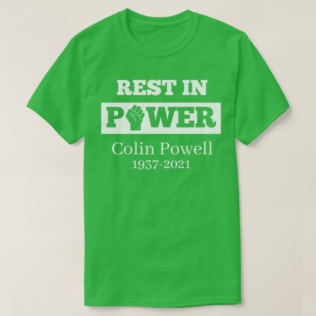 Camiseta Descanse Em Power Colin Powell (Frente do Design)