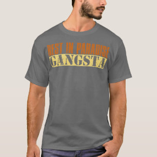 Camiseta Descanse No Paraíso Gangsta Vintage Texto Retroati
