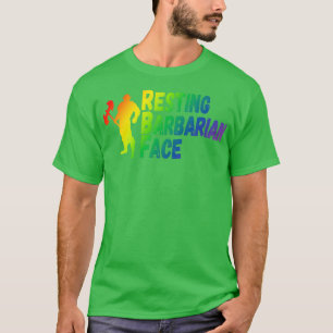 Camiseta Descanso do rosto bárbaro Design do arco-íris
