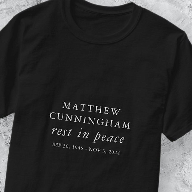 Camiseta Descanso Funeral Memorial Em Paz Simples (Criador carregado)