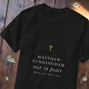 Camiseta Descanso Funeral Memorial Na Paz Cruz Simples Mode