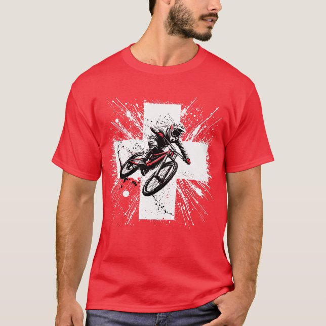 Camiseta Descida de mountain bike na Suíça - Suiça (Frente)