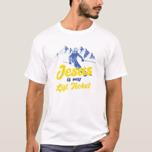 Camiseta Descida Neve Esquiando Jesus Meu Elevador Esportes