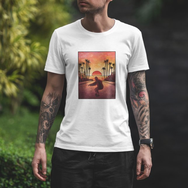 Camiseta Descida Skate Watercolor (Criador carregado)