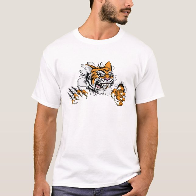 Camiseta Descoberta da garra da mascote do tigre (Frente)