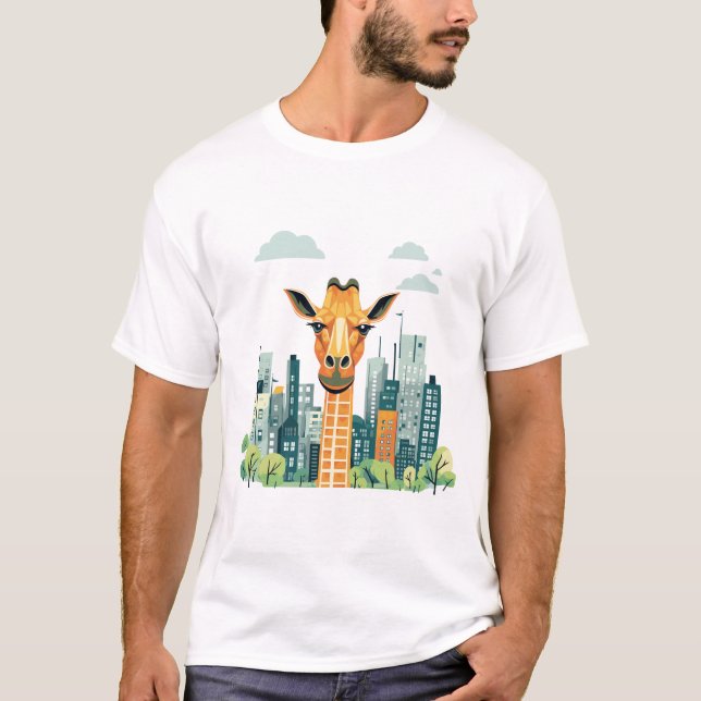 Camiseta Descoberta da Natureza da Beleza Animal da Giraffe (Frente)