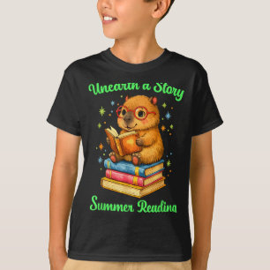 Camiseta Descobrir uma história capivara lendo livros verão