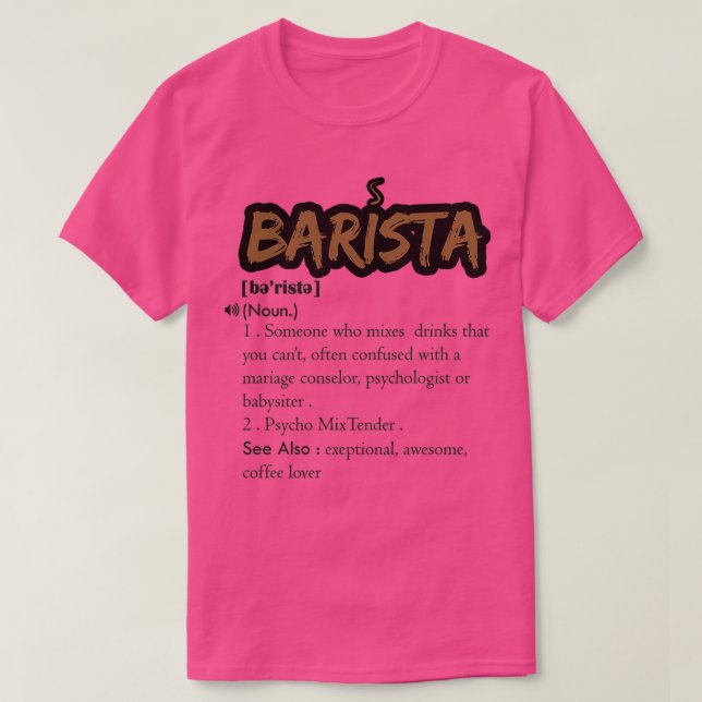 Camiseta Descrição do Barman Engraçado Definição Barman (Frente do Design)