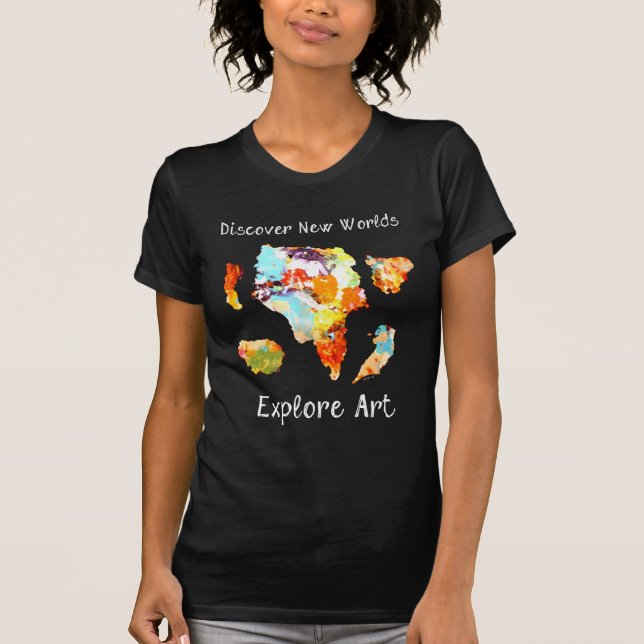 Camiseta Descubra mundos novos - explore a arte (Frente)
