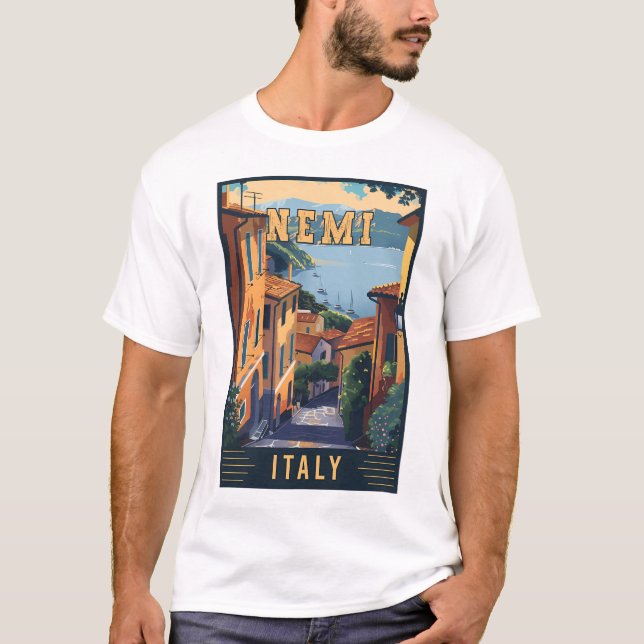 Camiseta Descubra O Charme De Nemi Na Itália - Viagens vint (Frente)