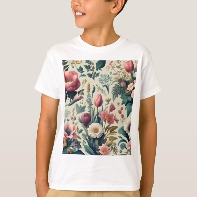 Camiseta Descubra o Incrível Padrão Botânico Floral de Prim (Frente)