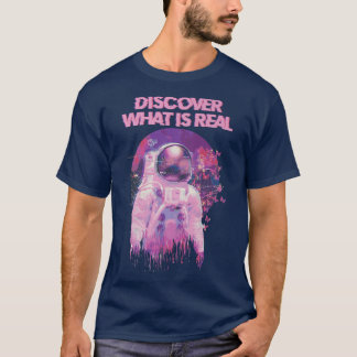 Camiseta Descubra o que é real - Astronau brilhante Vaporwa