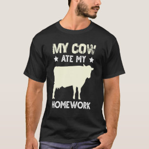 Camiseta Desculpa de vaca comendo trabalho de casa para pro
