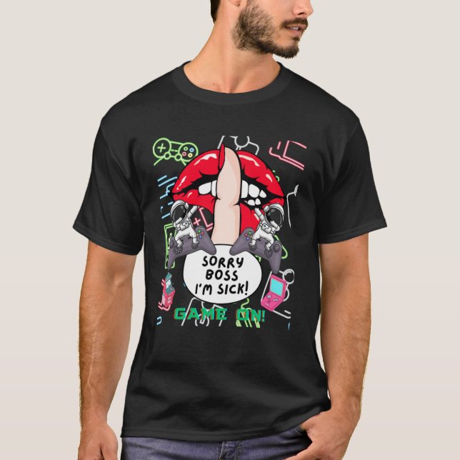 Camiseta Desculpe chefe, estou doente, abbing Gammer Retro  (Frente)