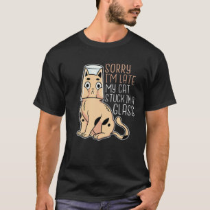 Camiseta Desculpe, estou atrasado, meu gato preso em um cop