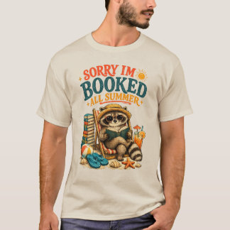 Camiseta Desculpe Estou Ocupado Todo Verão Guaxinim Lendo l