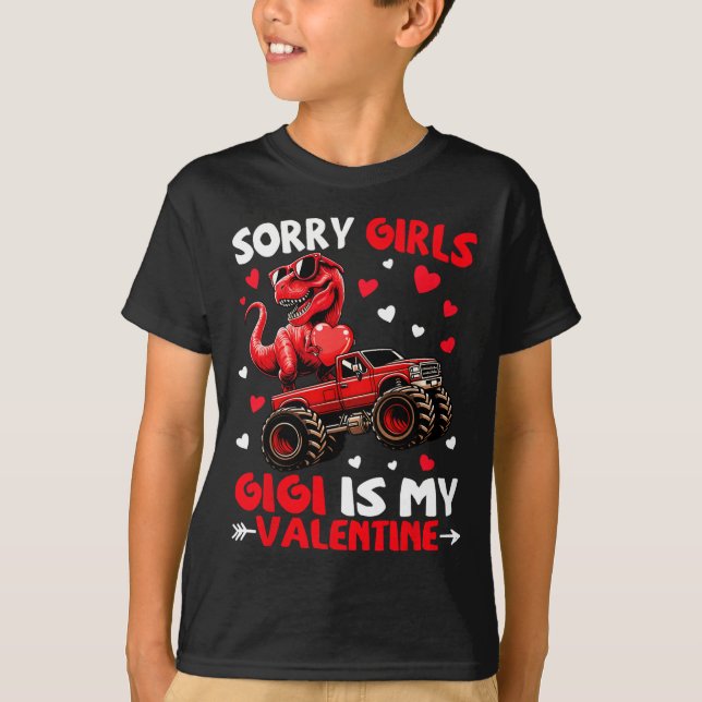 Camiseta Desculpe Meninas Gigi É Meu Dinossauro Monstro Do  (Frente)