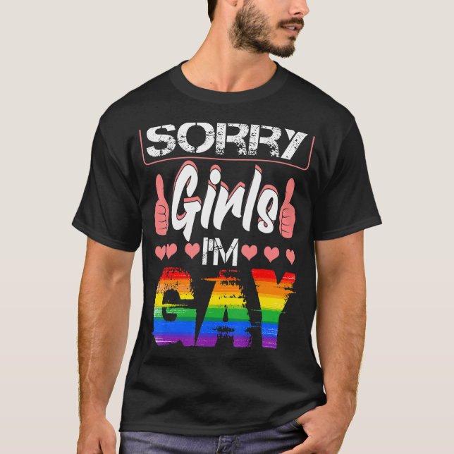 Camiseta Desculpe, meninas, sou Gay Rainbow Flag Orgulho Lg (Frente)