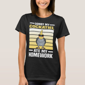 Camiseta Desculpe, Meu Cockatiel Comeu Minha Lição de Casa 