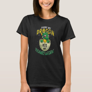 Camiseta Desculpe, Meu Dragão Comeu Minha Lição de Casa Fa