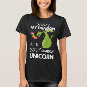 Camiseta Desculpe Meu Dragão Comeu Seu Incrível Unicórni