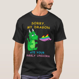 Camiseta Desculpe Meu Dragão Comeu Seu Unicórnio Esparso