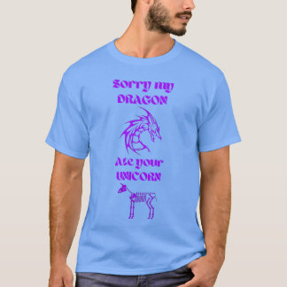 Camiseta Desculpe, Meu Dragão Comeu Seu Unicórnio Roxo Azul