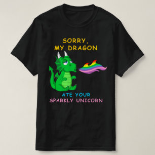 Camiseta desculpe meu dragão ter comido seu unicórnio