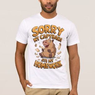 Camiseta Desculpe minha capybara ter meu dever de casa