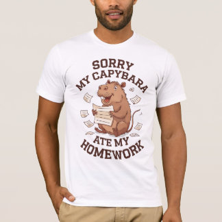 Camiseta Desculpe minha capybara ter meu dever de casa