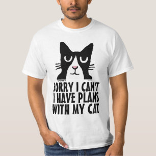 Camiseta DESCULPE, NÃO POSSO TER PLANOS COM MEU GATO, T-shi