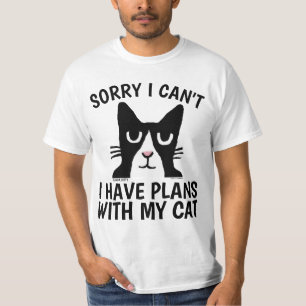 Camiseta DESCULPE, NÃO POSSO TER PLANOS. Tuxedo CAT, T-shir