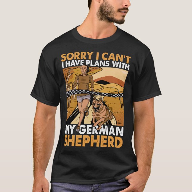 Camiseta Desculpe não ter planos com meu German shepherd (Frente)