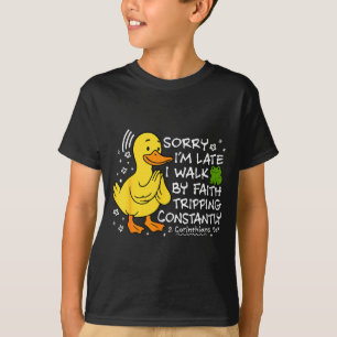 Camiseta Desculpe o atraso Ando pela Fé Tropeçando Engraçad